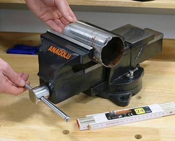 Anadolu Strong Büyük Boy 200mm 8'' 360'' Dönerli Taban Dövme Çelik Sabit Tezgah Masa Mengenesi