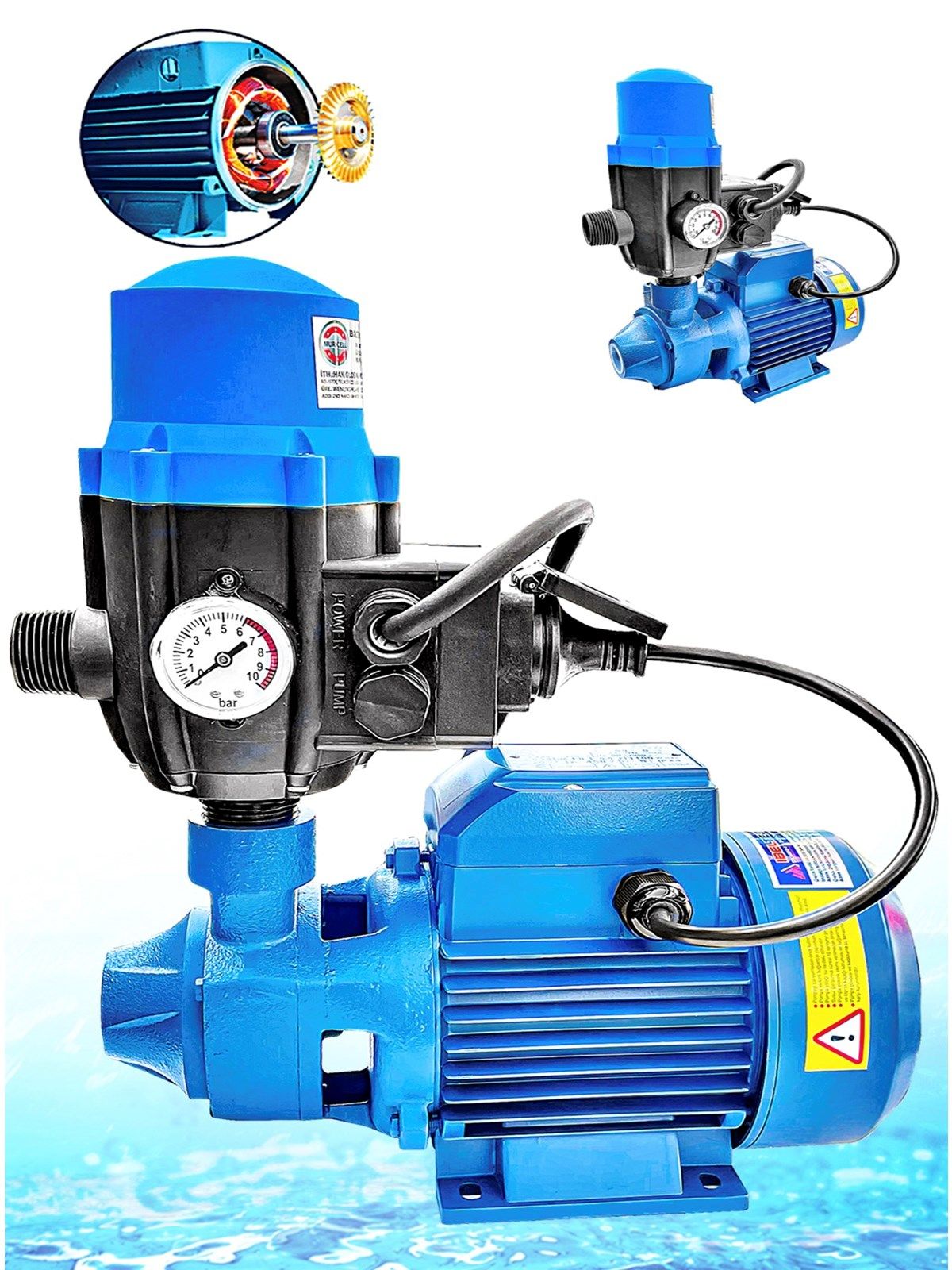 Germany Style İbeltech DKM-80-1 0.75 KW Gerçek 1 HP 1'' Bakır Sargılı Paket Hidrofor Sistem Su Pompa Motoru