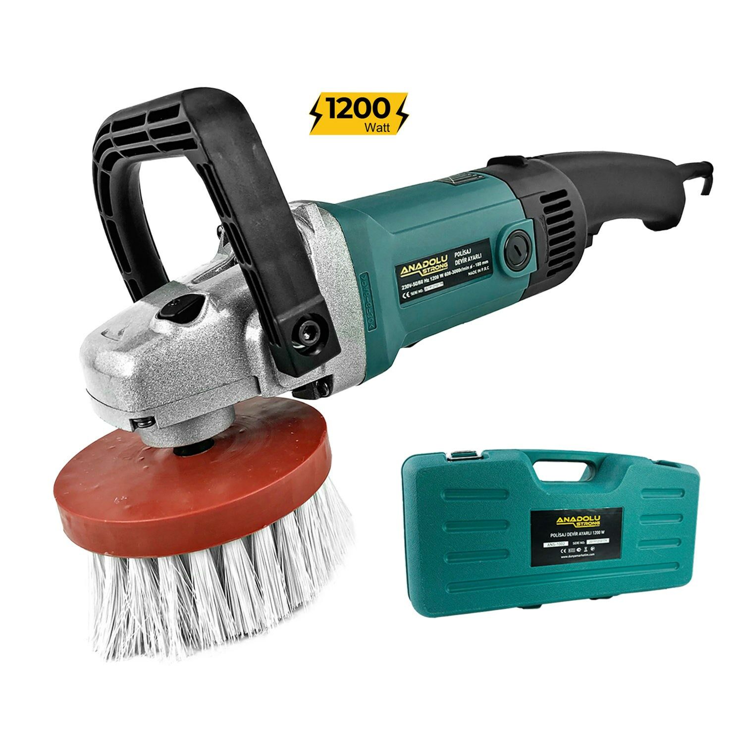 Anadolustrong ANS1002 Polisaj Makinesi 6 Kademeli 1200W Pasta Cila Koltuk Yıkama Makinası Düz Fırça