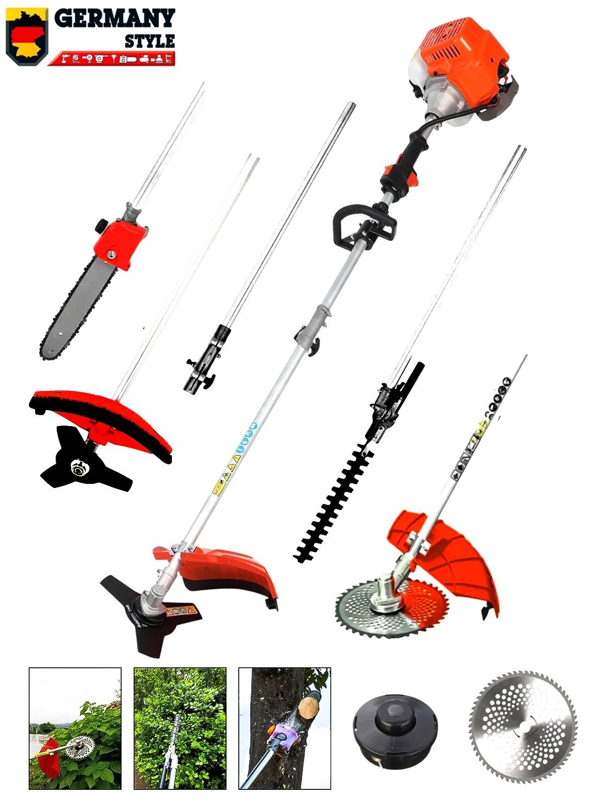 Germany Style Maxstar Seri 4 in 1 Benzinli Tırpan Çit Budama Budama Testeresi Ot Çalı Dal Biçme