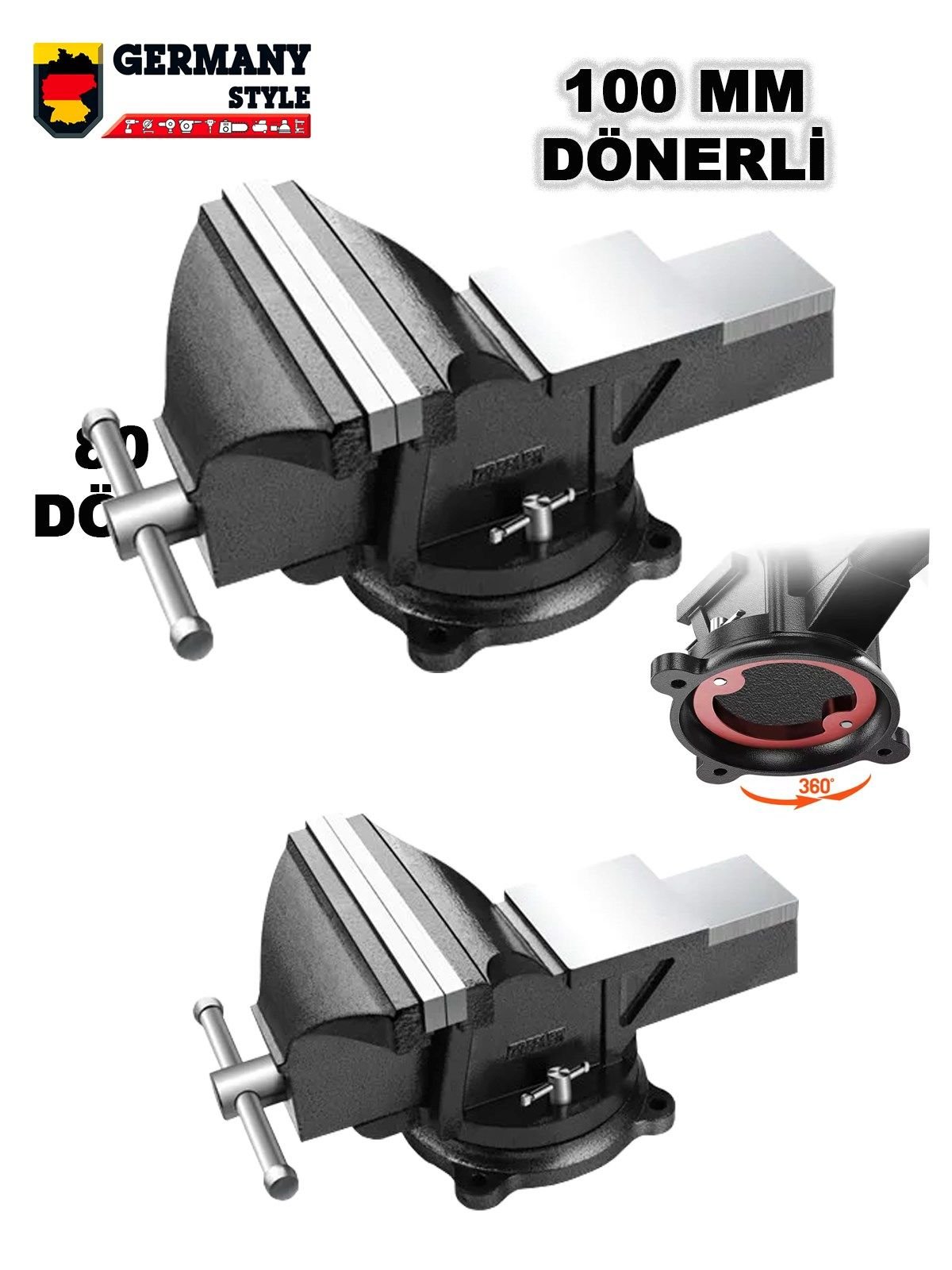 Germany Style PROX Dönerli 100mm 4'' Dövme Çelik Sabit Tezgah Masa Mengenesi