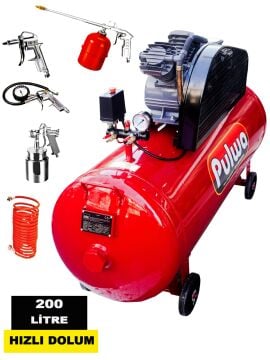 Rowemax Bakır Sargı 200 Litre 8 bar/ 3hp Hızlı Dolum Çift Pistonlu Yağlı Sesli Kompresör havalı Set