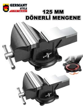 Germany Style ProXT Dönerli 125mm 5'' Dövme Çelik Sabit Tezgah Masa Mengenesi