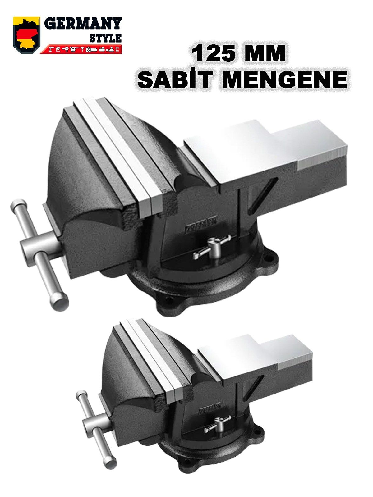 Germany Style Premium Black 125mm 5'' Dövme Çelik Sabit Tezgah Masa Mengenesi