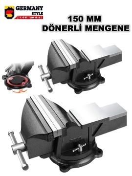 Germany Style Premium Black 150mm 6'' 360'' Dönerli Taban Dövme Çelik Sabit Tezgah Masa Mengenesi