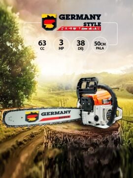 Germany Style Alman Turbo Benzinli Testere 15 Hpx 63cc Ağaç Odun Dal Kesme Makinesi HEDİYELİ