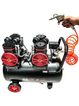 Catpower 50 Litre Sessiz Hava Kompresörü 4 Hp Bakır Sargı Motor 8 Bar 15 Metre Spiral Hava Hortumu