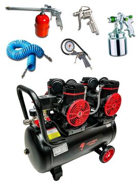 Catpower 50 Litre 4 Pistonlu Sessiz Hava Kompresörü 4 Hp 4 Piston Bakır Sargı Motor 8 Bar 5 Parça