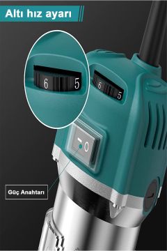 RowerMax 600 watt Freze 6 Kademe Devir Ayarlı Formika Traşlama Freze Makinesi 6mm Pens 2 Yıl Garantili
