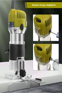 RowerMax 600 watt Freze 6 Kademe Devir Ayarlı Formika Traşlama Freze Makinesi 6mm Pens 2 Yıl Garantili