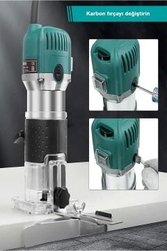 RowerMax 600 watt Freze 6 Kademe Devir Ayarlı Formika Traşlama Freze Makinesi 6mm Pens 2 Yıl Garantili