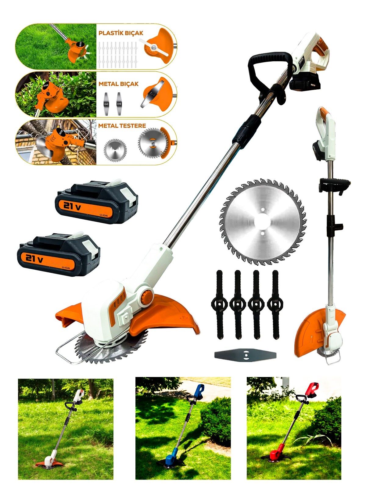 Germany Style Maxstar Pro-S Çift Akülü Şarjlı Kenar Ot Çalı Çim Biçme Kesme Tırpan Makinesi