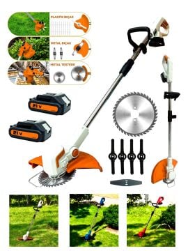 Germany Style Maxstar Pro-S Çift Akülü Şarjlı Kenar Ot Çalı Çim Biçme Kesme Tırpan Makinesi