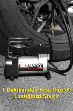 Germany Style 12 V Araba Oto Araç Lastik Şişirme Pompası 160 Psi Metal Gövde  Kompresör
