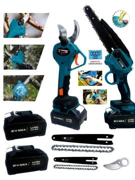 Germany Style Pro 3-Lü Set 4 Akülü Kenar Kesme-Dal Budama Makası-Budama Testeresi Bahçe Set