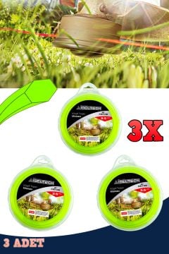 Germany Style 3 ADET 6 Köşe 3.5 mm 41 Metre Tırpan Misinası ve 1 Litre 2 T Yağ Sağlam Dayanıklı Misina İbeltech