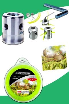 Germany Style Tırpan Örümcek Başlığı ve 6 Köşe 3.5 mm 41 Metre Tırpan Misinası Sağlam Dayanıklı Misina İbeltech