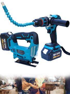 Rowermax GP-130 Dekupaj Çelik Mandren Matkap-Vidalama  Çift Akülü  İkili Set Taşıma Çantalı Set