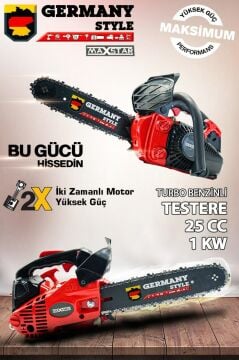 Germany Style GRMTURBO250 Euro5 Motor Süper Mini Benzinli Motorlu Dal Ağaç Budama Bıçkı Testeresi