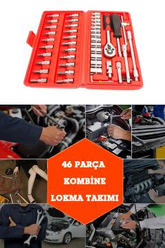 Germany Style Profesyonel 46 Parça Tornavida Lokma Takımı Araç Onarımı Cırcırlı Lokma Seti