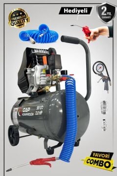 Germany Style GAP 2 Hp Profesyonel Hızlı Motor 50 Lt Hava Kompresörü Setli