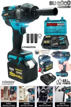 ROWEMAX  99880VFX  8000 mAH En Güçlü Somun Sökme Makinası Yüksek Tork Akülü Somun Bijon Sökme Takma