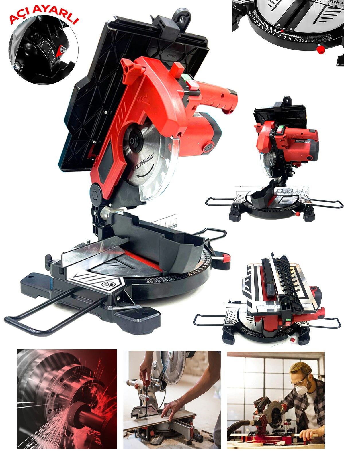 Germany Style 1200 Watt Pro 210 mm Bakır Sargı Alttan Üstten Tablalı Tezgah Üstü Gönye Kesme Makinesi