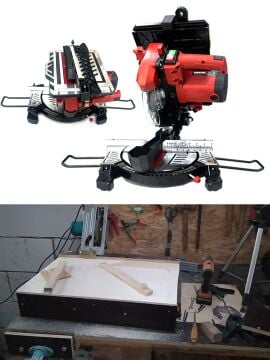 Germany Style 1200 Watt Pro 210 mm Bakır Sargı Alttan Üstten Tablalı Tezgah Üstü Gönye Kesme Makinesi