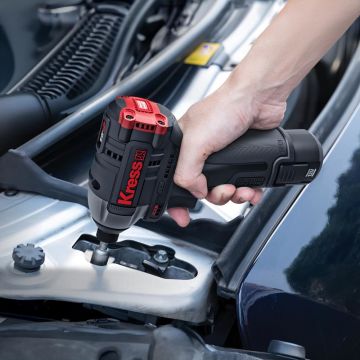 Kress KUG02 12Volt/2.0Ah. Li-ion Çift Akülü Kömürsüz Profesyonel Şarjlı Darbeli Matkap + Kömürsüz Darbeli Tornavida Kombo Set