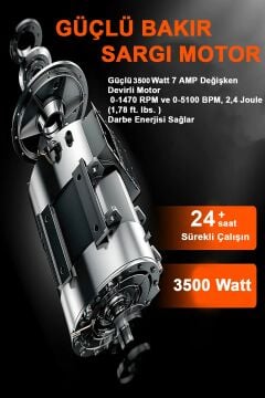 Alman 3500 Watt Kırıcı Delici Metal Dişli Şanzuman Hilti Darbeli Matkap 2 yıl Garantili