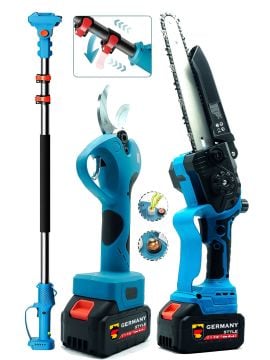 Germany Style MX- Teleskopik Uzatamalı Çift Akülü 2.5 Metre Yağlı 24 cm Budama Testeresi Ve 40 mm Makas Seti