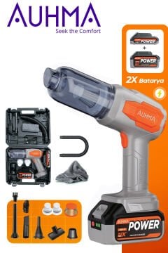 Auhma 20.000Pa Güçlü Şarjlı Araç Süpürgesi & Hava Üfleyici – Çift Akülü Profesyonel Set