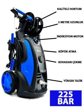 Rowermax Rapco 225 Bar İndiksiyon Motor 3200 Watt Profesyonel Yüksek Basınçlı Yıkama Makinesi