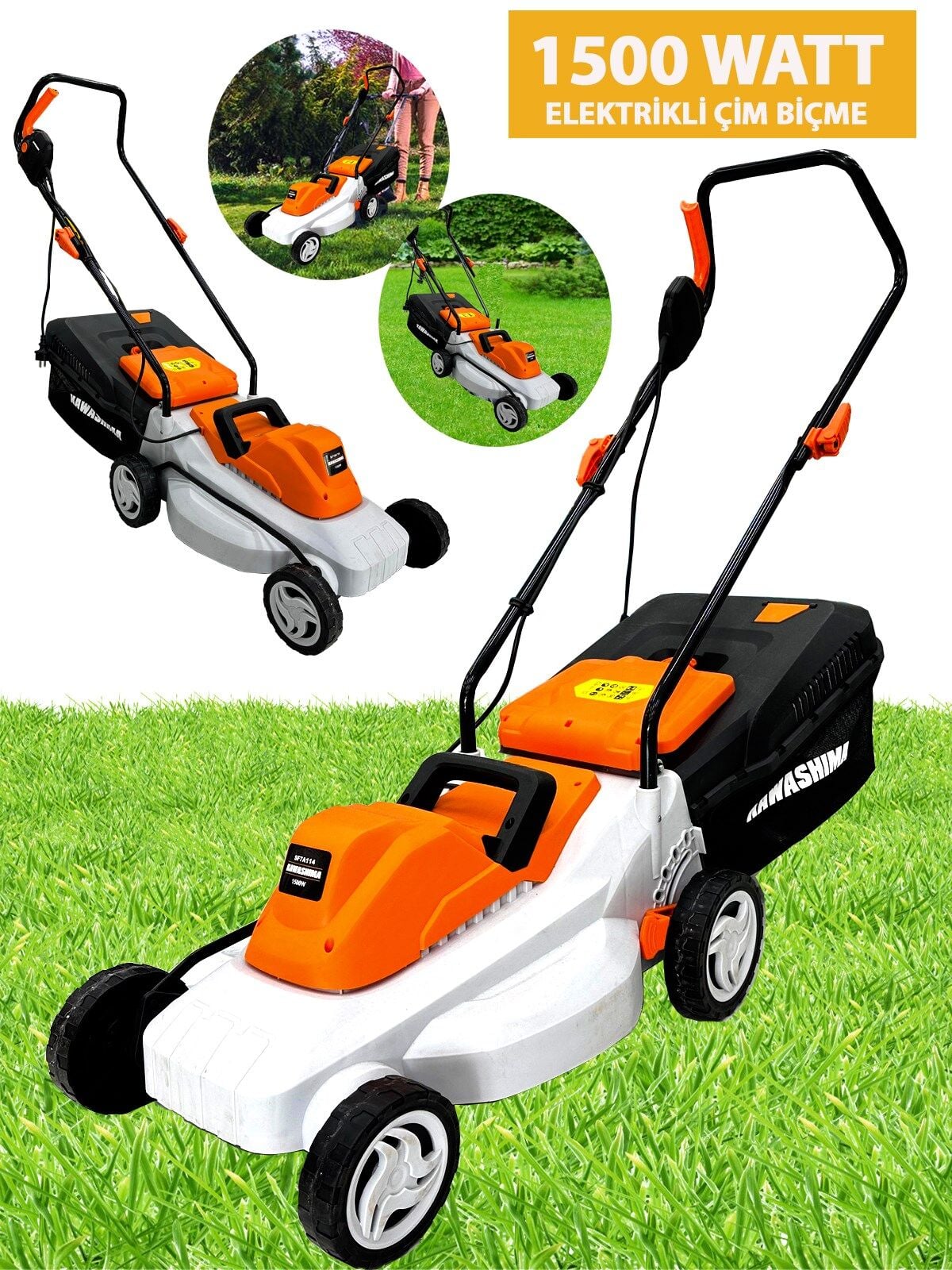 Rowermax Kawashima 1500 Watt Elektrikli Çim Biçme Ot Biçme Makinesi