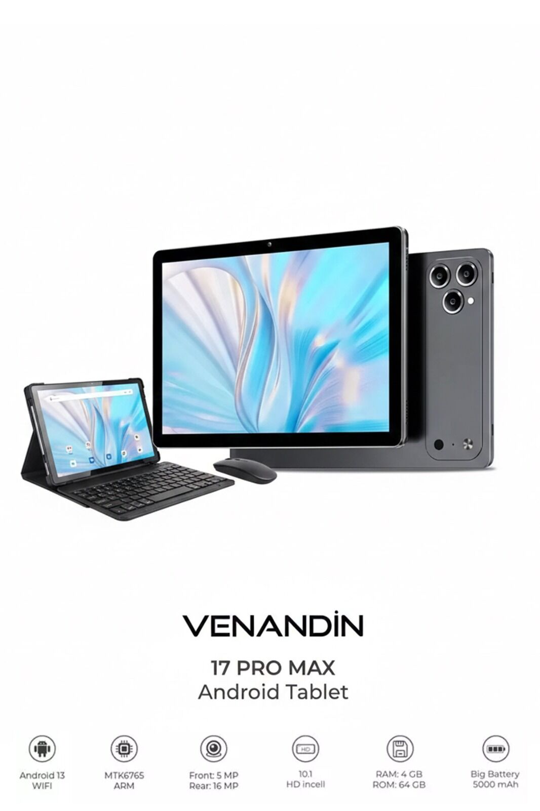 Venandin 17 Pro Max 10.1 İnç Tablet 4GB RAM 64GB Android 13