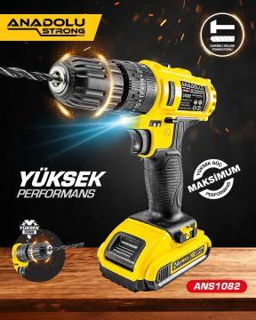 AnadoluStrong ANS1082 24W Çift Li-ion Bataryalı Darbeli 25 Yüksek Torklu Taşıma Çantalı Matkap Seti