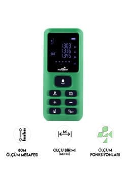 DAWREEK TECH MESAFE ÖLÇER E40 GREEN 80 Metre Dijital El Tipi Mesafe Ölçüm Cihazı Yeşil