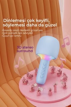 Venandin Glowmic Karaoke Mikrofonu Mavi