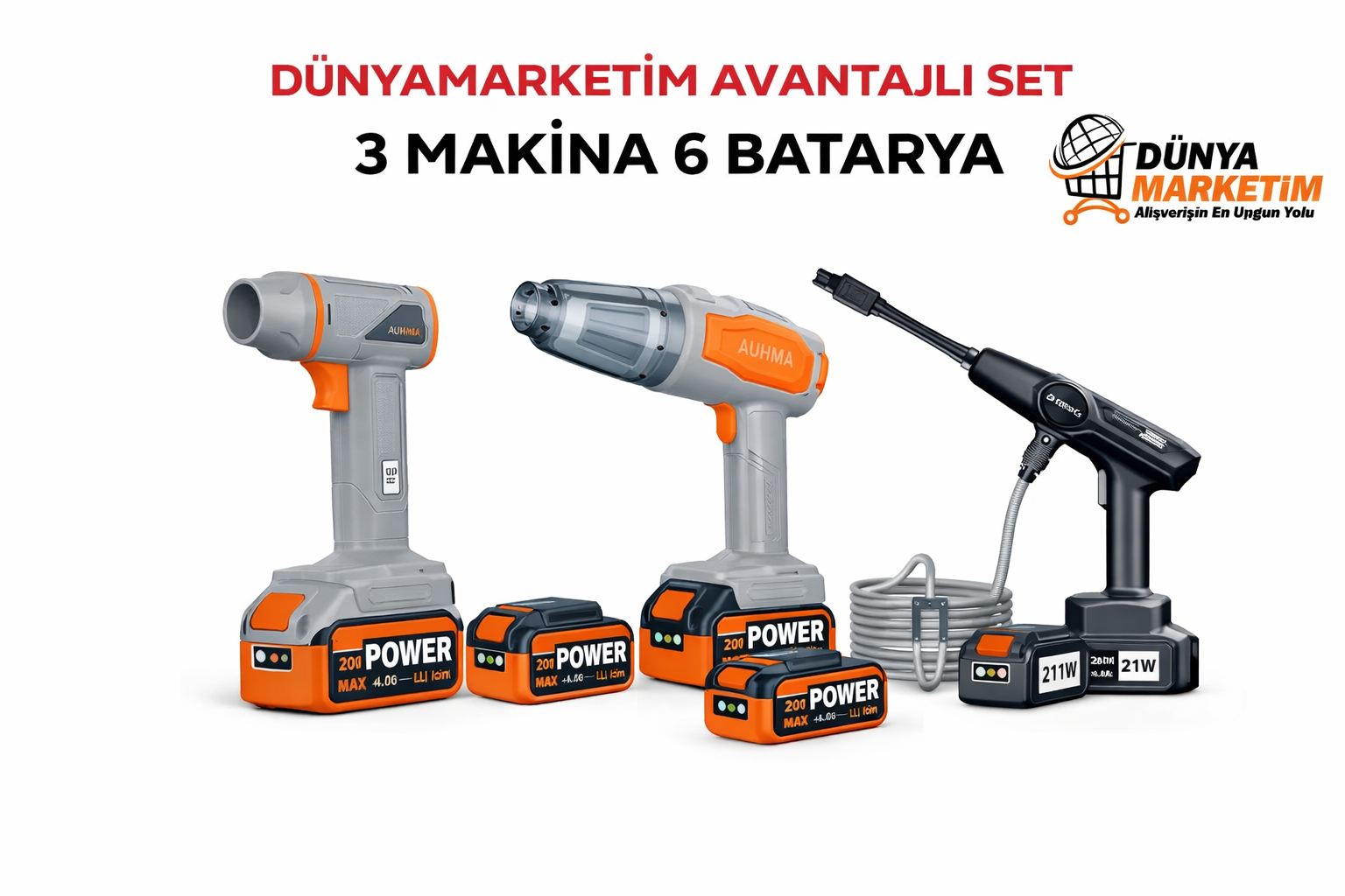 Dünyamarketim Avantajlı Set – 3 Makina 6 Batarya