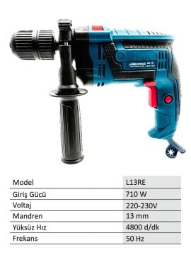 Germany Style İbeltech L13RE 710 Watt Elektrikli Darbeli Matkap