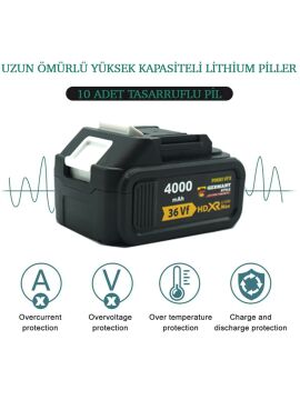 Germany Style Akülü Ultra 4lü Set Makina 125mm Avuç Taşlama, Sds Plus Kırıcı Delici Hilti, Somun Sıkma Sökme, Vidalama Matkap
