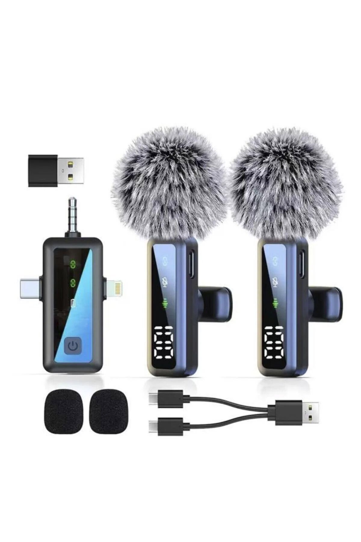 Torima H68 Profesyonel 3-in-1 Yaka Mikrofonu - Type-C / Lightning / AUX