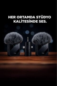 Torima F11-2 Kablosuz Yaka Mikrofonu Type-C / Lightning / AUX – Siyah