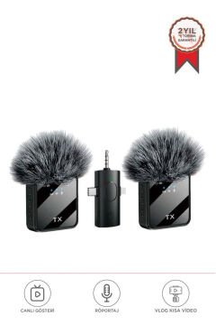 Torima F11-2 Kablosuz Yaka Mikrofonu Type-C / Lightning / AUX – Siyah