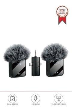 Torima F11-2 Kablosuz Yaka Mikrofonu Type-C / Lightning / AUX – Siyah