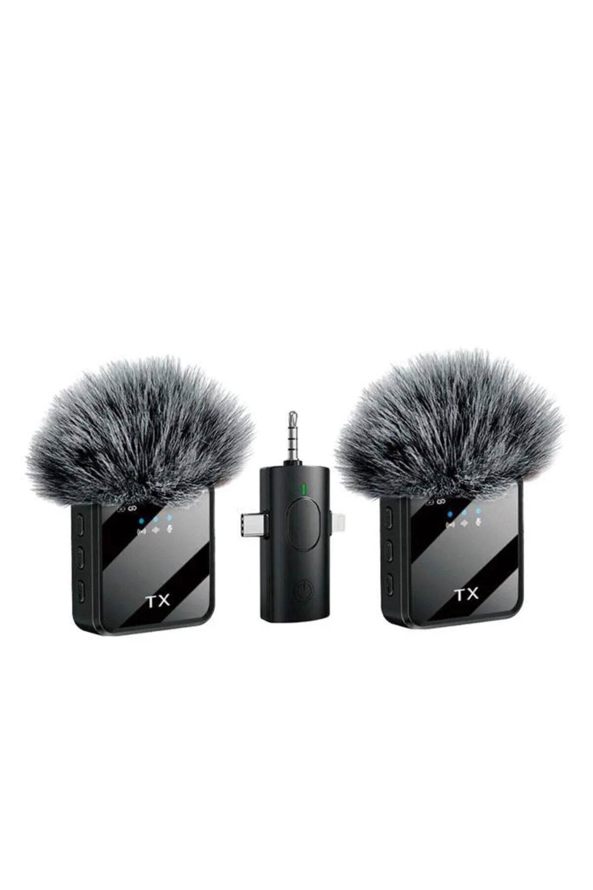 Torima F11-2 Kablosuz Yaka Mikrofonu Type-C / Lightning / AUX – Siyah