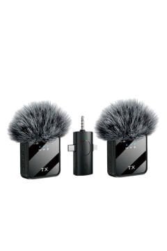 Torima F11-2 Kablosuz Yaka Mikrofonu Type-C / Lightning / AUX – Siyah