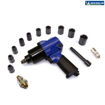 Michelin MCF1384 1/2″ 650Nm Profesyonel Havalı Somun Sıkma/Sökme + 10 Parça Aksesuar Seti