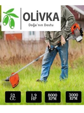 Olivka 1.9 Hp Profesyonel Benzinli Ot Çalı Çim Biçme Makinesi Yan Tırpan