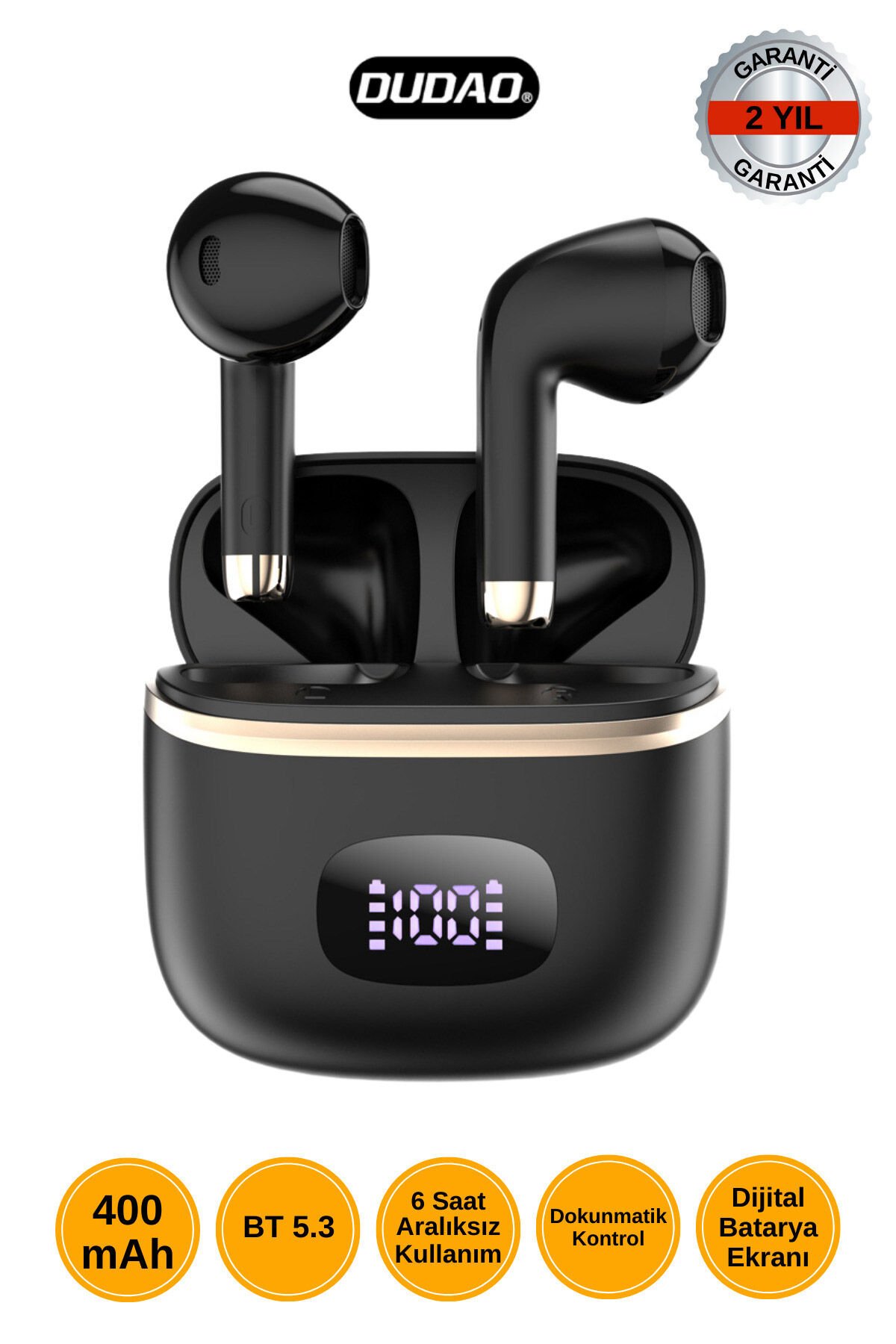 Dudao U15 Pro TWS Bluetooth 5.3 Kablosuz Kulaklık – Siyah